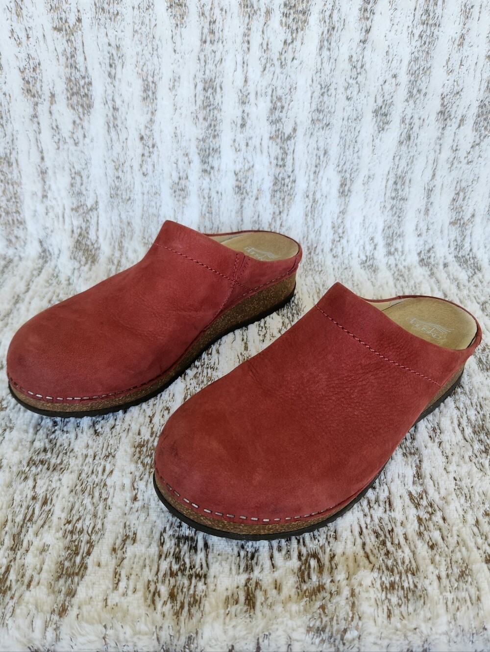Dansko "Mariella" Red Nubuck Leather Mule Clogs Slip-on | Women's Size 9.5 40 EU - Picture 2 of 11